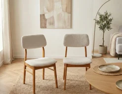 Jahnke Esszimmerstuhl »JOY SIT DUO« (Set) Esszimmerstuhl (2er Set), Massivholz, Boucle-Stoff,bis 110kg belastbar