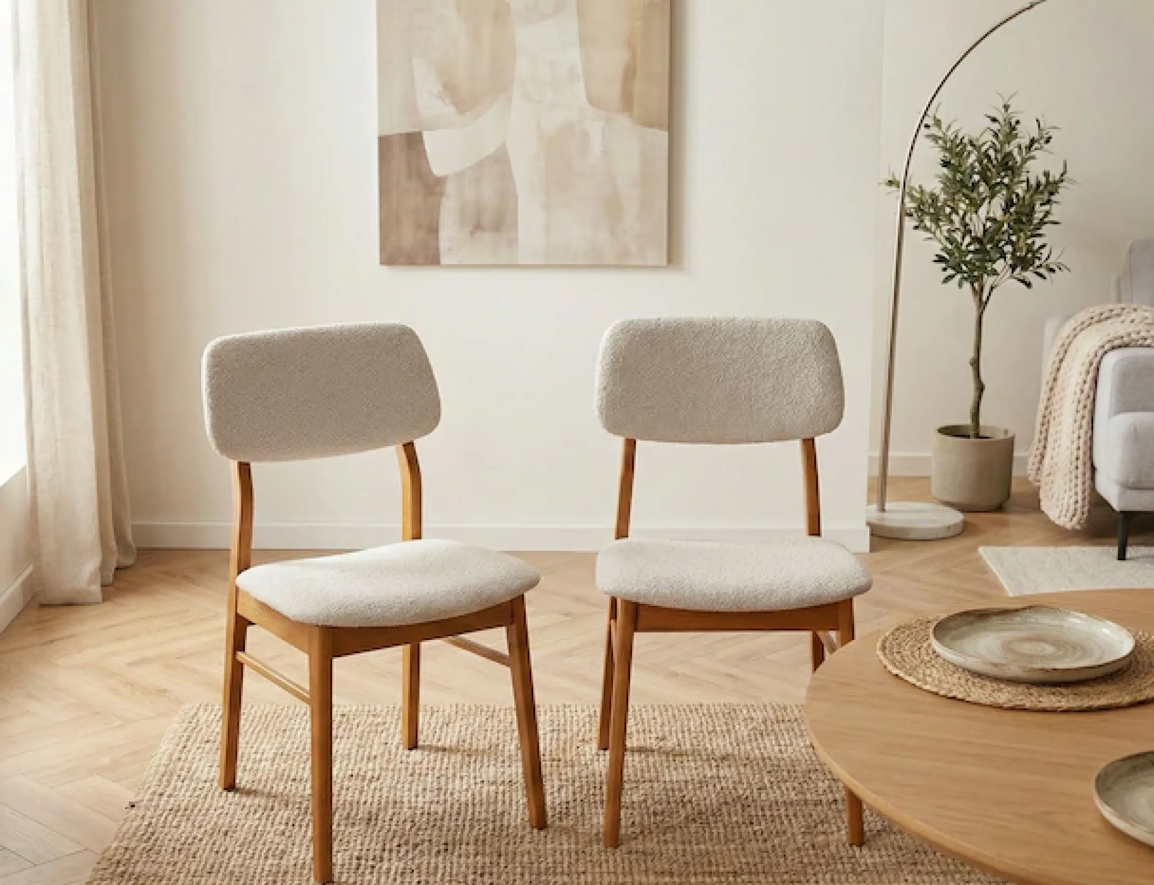 Jahnke Esszimmerstuhl »JOY SIT DUO« (Set) Esszimmerstuhl (2er Set), Massivholz, Boucle-Stoff,bis 110kg belastbar