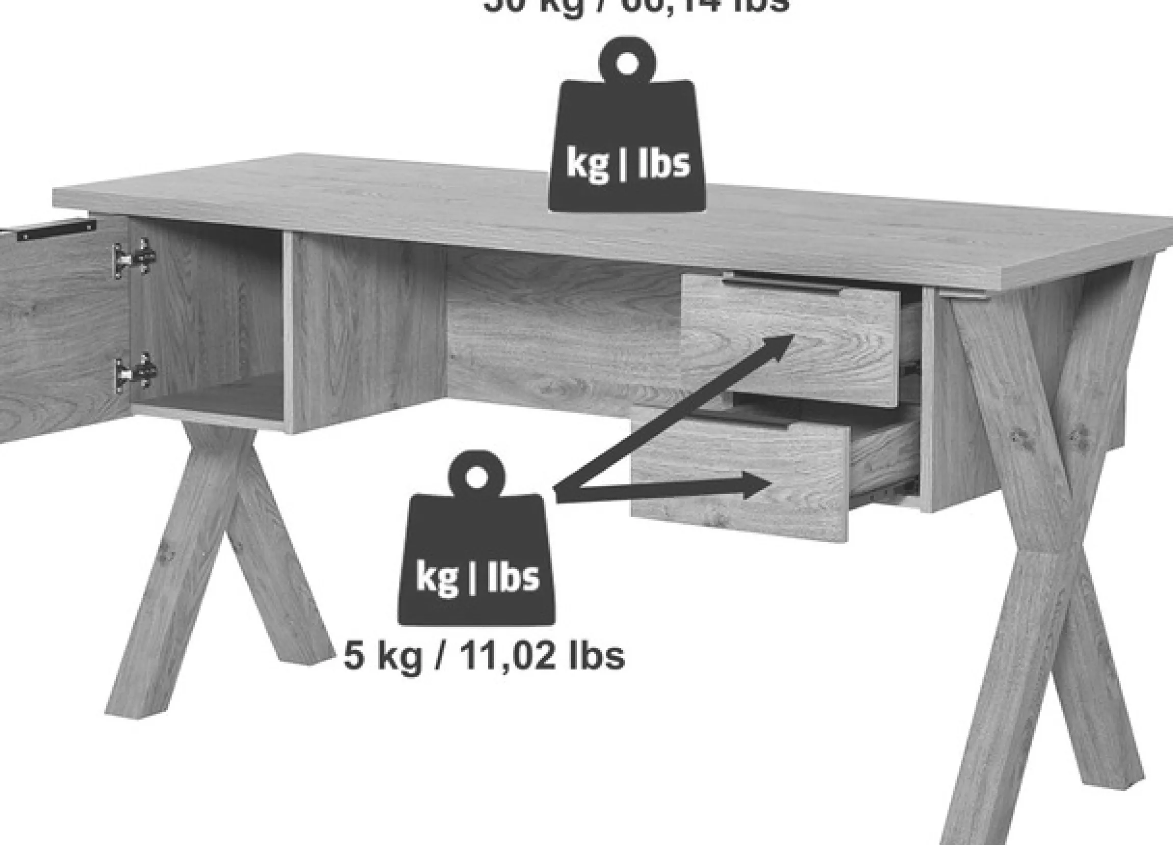 Jahnke Schreibtisch »X-CLUB D 15« 1 Stk. tlg. große Arbeitsfläche, stabiles X-Gestell, Stauraum, Breite ca. 146 cm