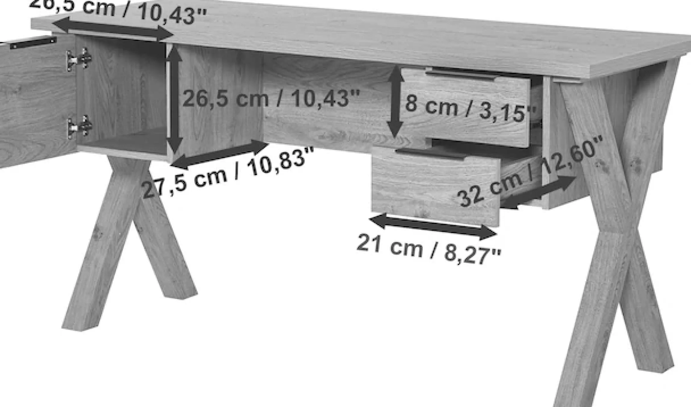 Jahnke Schreibtisch »X-CLUB D 15« 1 Stk. tlg. große Arbeitsfläche, stabiles X-Gestell, Stauraum, Breite ca. 146 cm