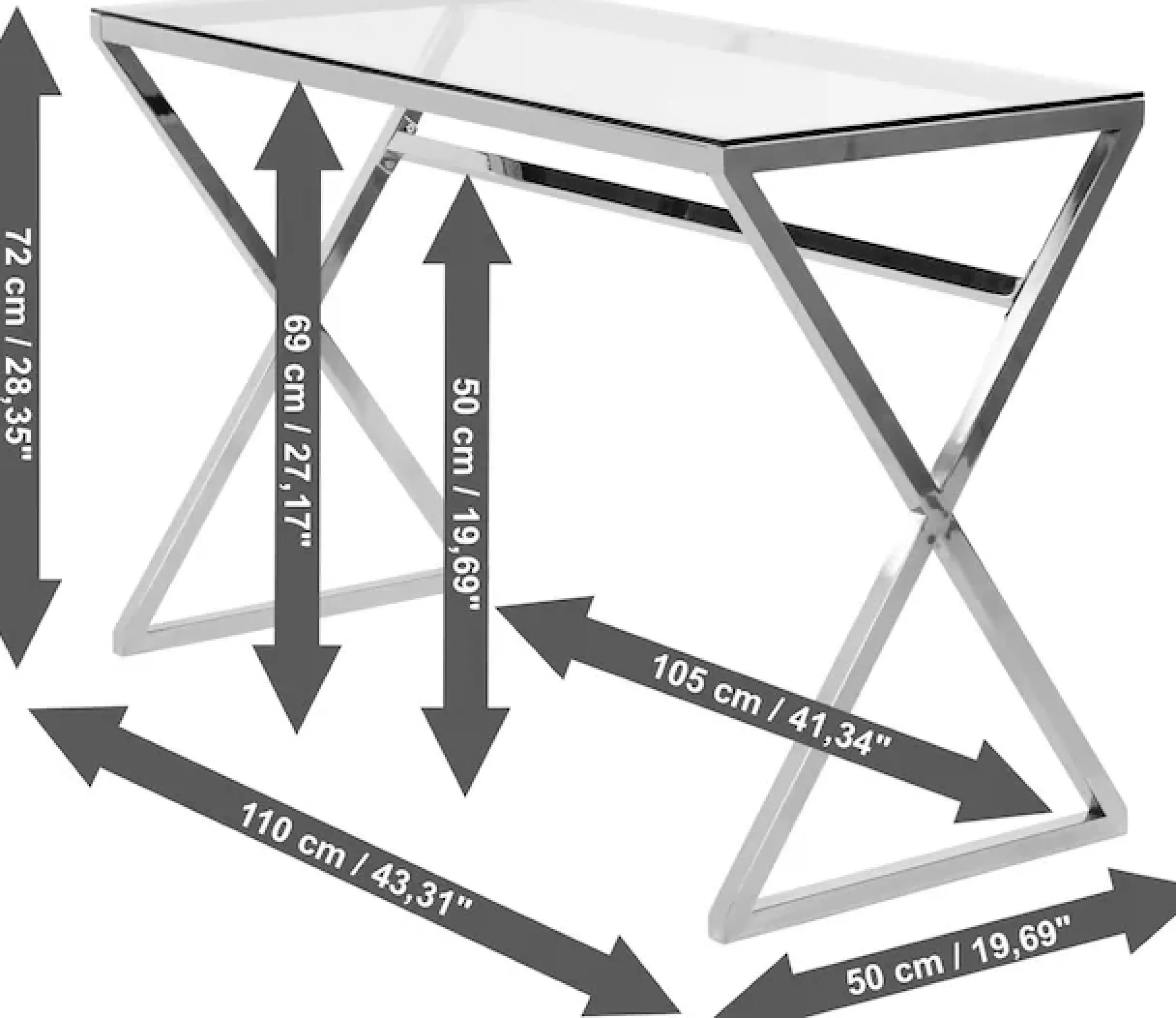 Jahnke Schreibtisch »XTRA« 1 Stk. tlg. Schreib-, Schmink-, Konsolentisch, Oberplatte aus ESG-Sicherheitsglas