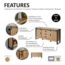 Jahnke Sideboard »SLIDE SBS 150« 1 Stk. tlg. Sideboard mit 2 Schiebetüren, Metallgestell, Breite ca. 150cm