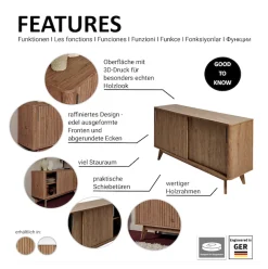 Jahnke Sideboard »WAVE SBS 145« 1 Stk. tlg. Retro-Stil, mit 2 Schiebetüren, ca. 148 cm