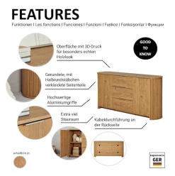 Jahnke TV-Board »MOON TV 175« 1 Stk. tlg. Sideboard, 2 Türen & 3 Schubladen, abgerundet, Breite ca. 160 cm