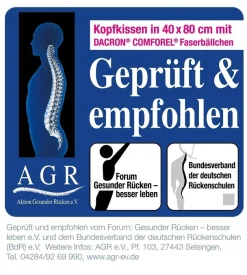 Jekatex Nackenstützkissen »Kissen Basic« Füllung: Microfaser Bezug: Polyester 1 Stk. tlg. Zertifiziert durch die Aktion gesunder Rücken (AGR) e.V.