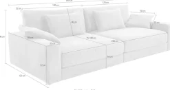 Jockenhöfer Gruppe Big-Sofa »Milano XXL, B: 290 cm« mit Zierkissen, Relaxfläche 120x240 cm, Federkern