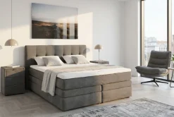 Jockenhöfer Gruppe Boxspringbett »AMY mit Bettkasten, inkl. Taschenfederkernmatratze Härtegrad H3 bis H4« mit 6 cm Kaltschaum-Topper, Cord-Bezug, 180x200 und 200x200 cm