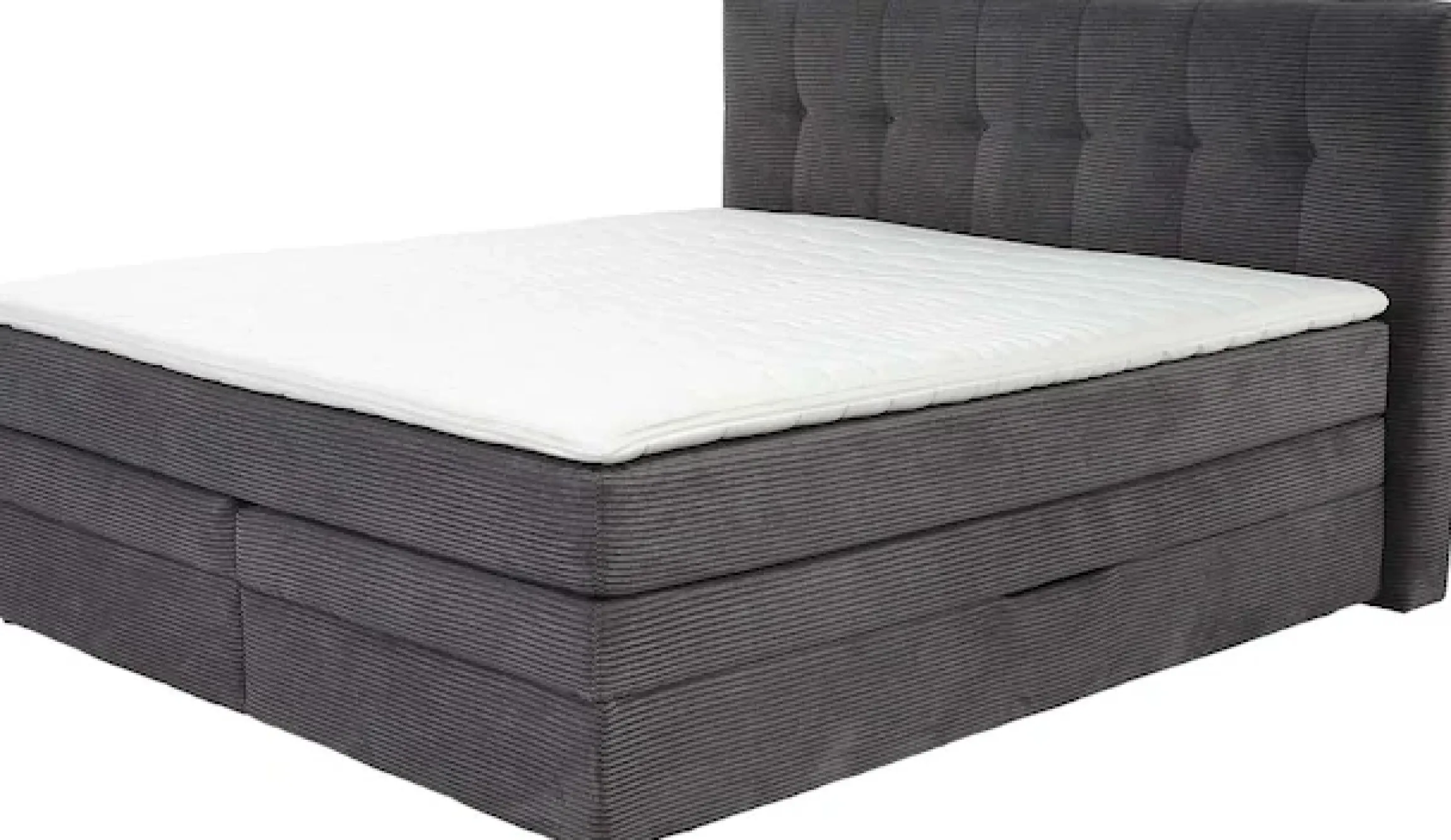 Jockenhöfer Gruppe Boxspringbett »AMY mit Bettkasten, inkl. Taschenfederkernmatratze Härtegrad H3 bis H4« mit 6 cm Kaltschaum-Topper, Cord-Bezug, 180x200 und 200x200 cm