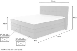 Jockenhöfer Gruppe Boxspringbett »AMY mit Bettkasten, inkl. Taschenfederkernmatratze Härtegrad H3 bis H4« mit 6 cm Kaltschaum-Topper, Cord-Bezug, 180x200 und 200x200 cm