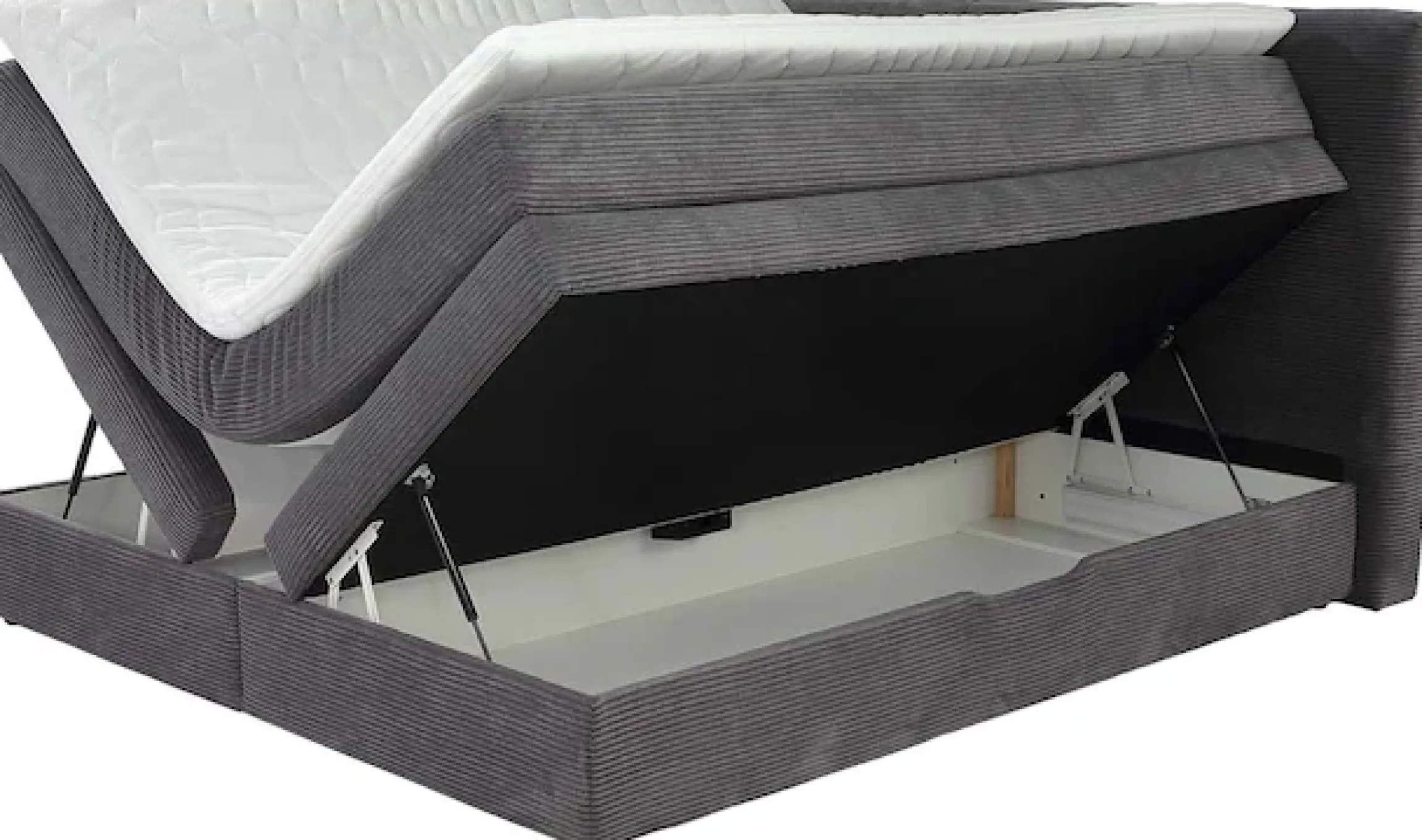 Jockenhöfer Gruppe Boxspringbett »AMY mit Bettkasten, inkl. Taschenfederkernmatratze Härtegrad H3 bis H4« mit 6 cm Kaltschaum-Topper, Cord-Bezug, 180x200 und 200x200 cm