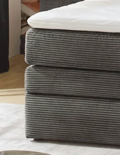 Jockenhöfer Gruppe Boxspringbett »AMY mit Bettkasten, inkl. Taschenfederkernmatratze Härtegrad H3 bis H4« mit 6 cm Kaltschaum-Topper, Cord-Bezug, 180x200 und 200x200 cm