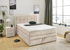 Jockenhöfer Gruppe Boxspringbett »AMY mit Bettkasten, inkl. Bonnell- oder Taschenfederkernmatratze H2-H4« mit Bettkasten und Topper