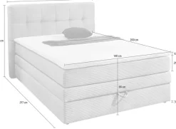 Jockenhöfer Gruppe Boxspringbett »AMY mit Bettkasten, inkl. Bonnell- oder Taschenfederkernmatratze H2-H4« mit Bettkasten und Topper