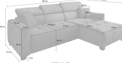 Jockenhöfer Gruppe Ecksofa »Cremona L-Form, B: 263 cm, mit 30 cm elektr. Sitztiefenverstellung« 140kg Belastbarkeit je Sitz, Kopfteilverstellung & USB-Anschluss