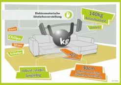 Jockenhöfer Gruppe Ecksofa »Cremona L-Form, B: 263 cm, mit 30 cm elektr. Sitztiefenverstellung« 140kg Belastbarkeit je Sitz, Kopfteilverstellung & USB-Anschluss