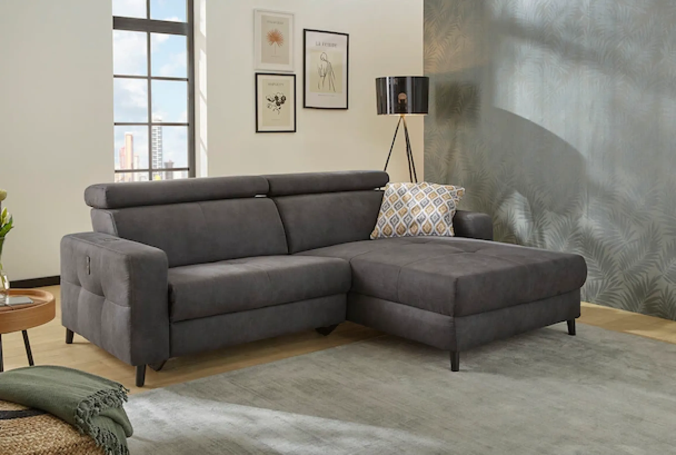 Jockenhöfer Gruppe Ecksofa »Doppio L-Form, B: 247 cm, mit elektr. Relaxfunktion und« Kopfteilverstellung, USB-Anschluss, induktive Ladestation & Zierkissen