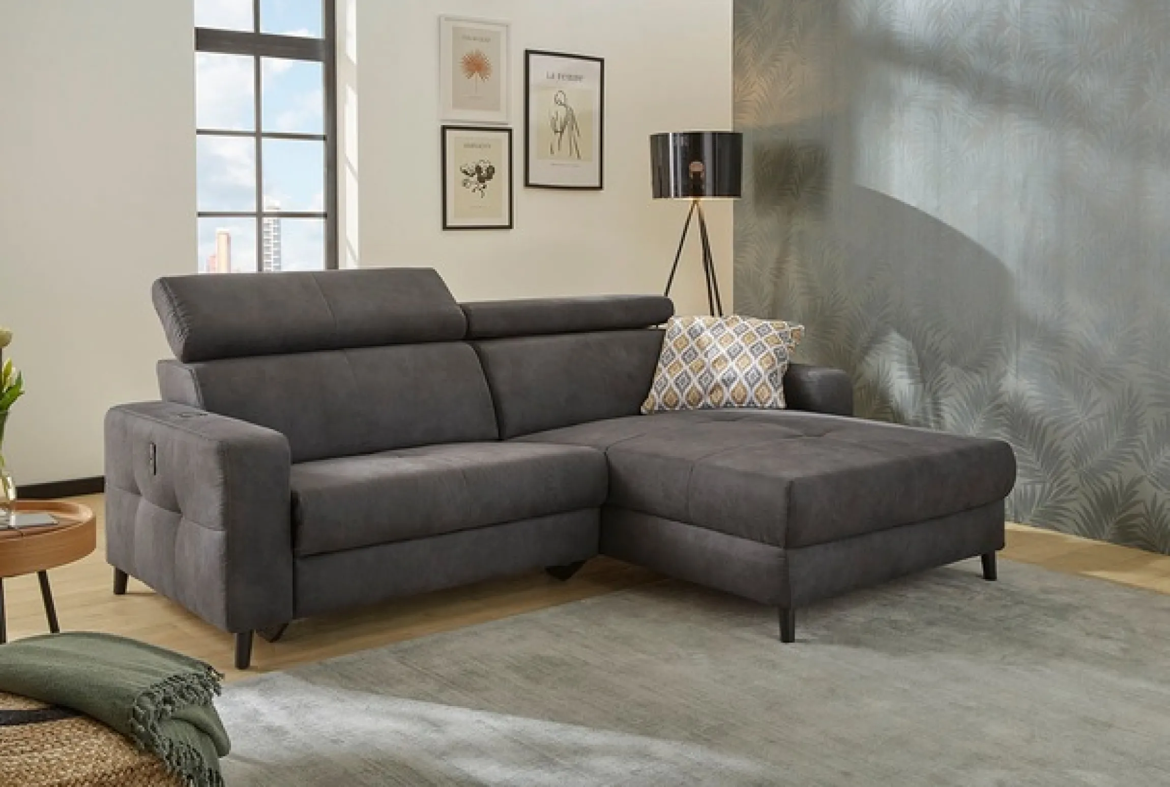 Jockenhöfer Gruppe Ecksofa »Doppio L-Form, B: 247 cm, mit elektr. Relaxfunktion und« Kopfteilverstellung, USB-Anschluss, induktive Ladestation & Zierkissen