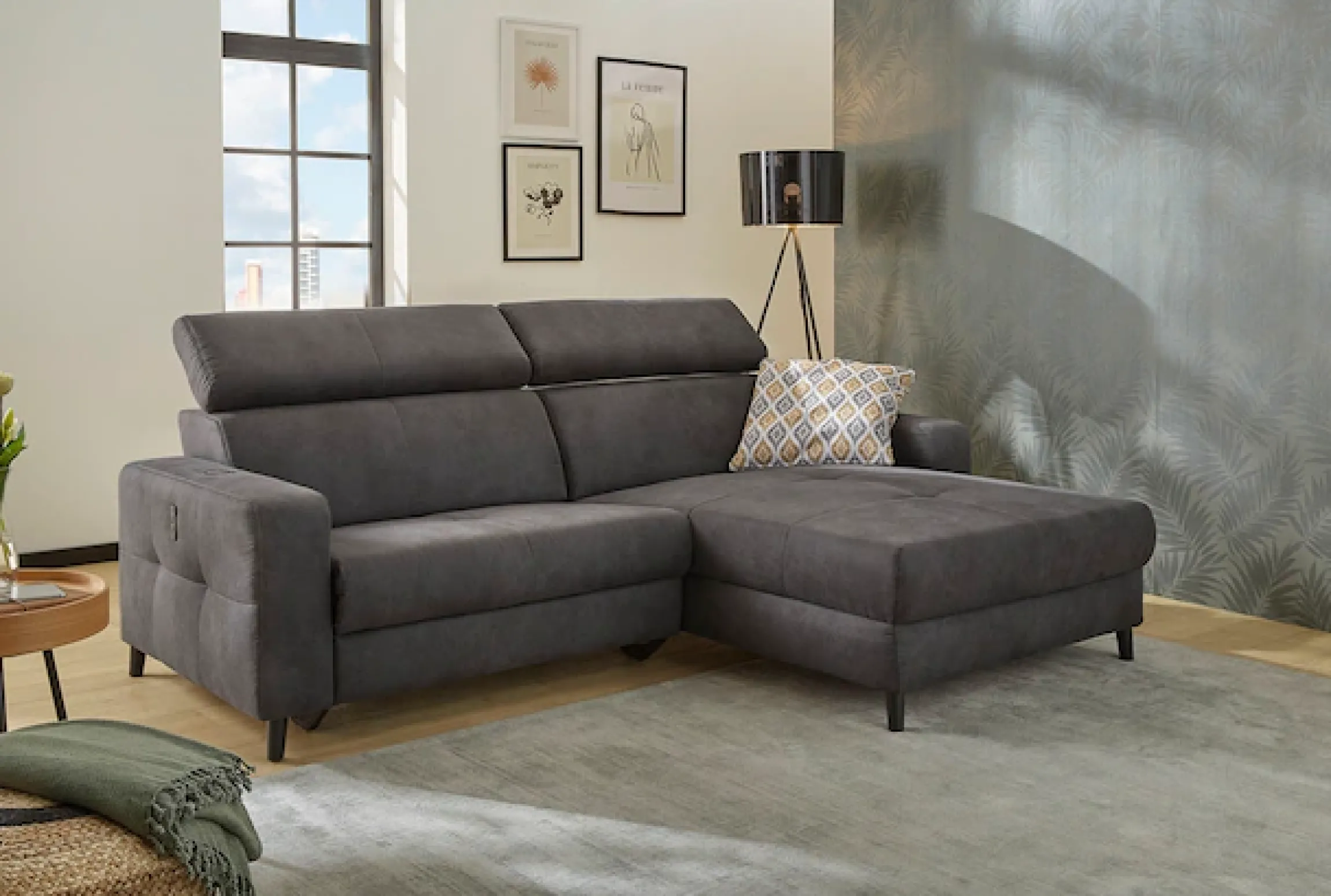 Jockenhöfer Gruppe Ecksofa »Doppio L-Form, B: 247 cm, mit elektr. Relaxfunktion und« Kopfteilverstellung, USB-Anschluss, induktive Ladestation & Zierkissen