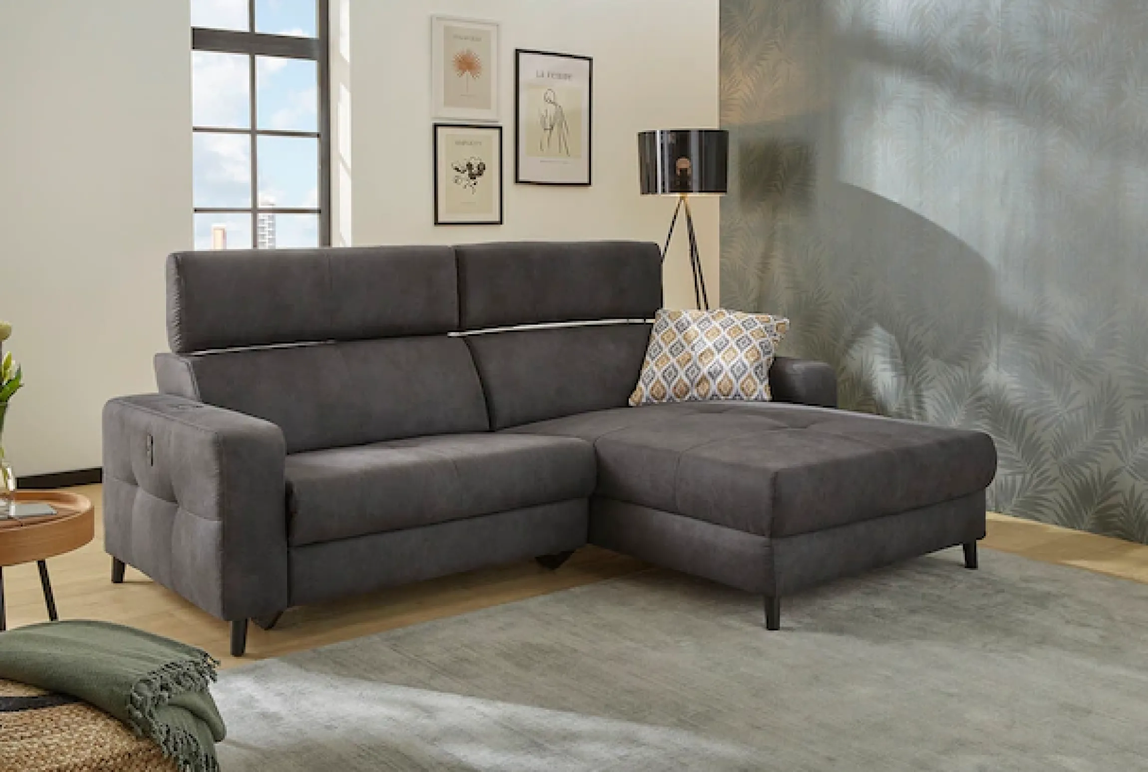 Jockenhöfer Gruppe Ecksofa »Doppio L-Form, B: 247 cm, mit elektr. Relaxfunktion und« Kopfteilverstellung, USB-Anschluss, induktive Ladestation & Zierkissen