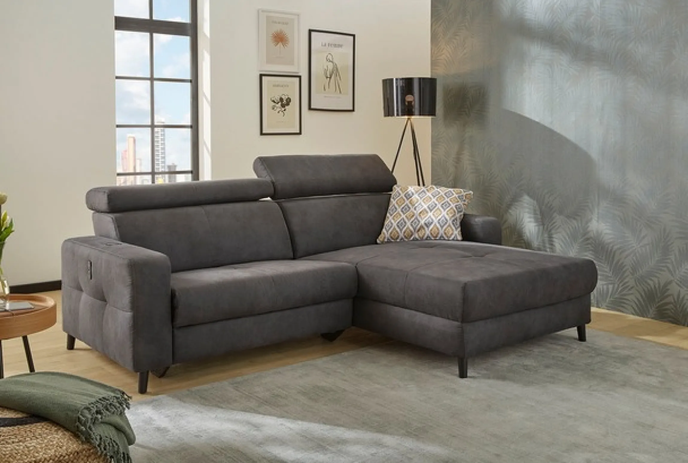 Jockenhöfer Gruppe Ecksofa »Doppio L-Form, B: 247 cm, mit elektr. Relaxfunktion und« Kopfteilverstellung, USB-Anschluss, induktive Ladestation & Zierkissen