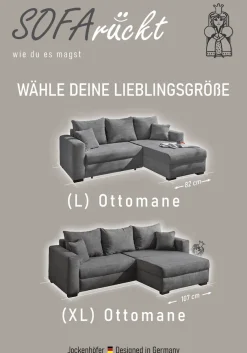 Jockenhöfer Gruppe Ecksofa »Elmau, Größe Ottomane: XL,B:261cm« mit Schlaffunktion, Bettkasten & 2 Zierkissen