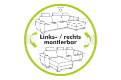 Jockenhöfer Gruppe Ecksofa »Elmau, Größe Ottomane: XL,B:261cm« mit Schlaffunktion, Bettkasten & 2 Zierkissen