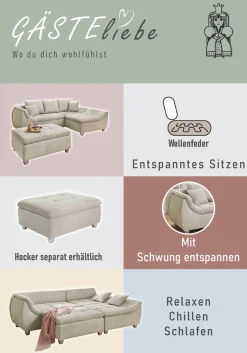 Jockenhöfer Gruppe Ecksofa »Genua L-Form, B: 250 cm« mit 2 Zierkissen