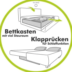 Jockenhöfer Gruppe Ecksofa »Heidelberg L-Form, B: 228 cm« mit Schlaffunktion, Bettkasten & Zierkissen