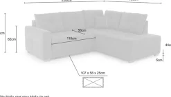 Jockenhöfer Gruppe Ecksofa »Heidelberg L-Form, B: 228 cm« mit Schlaffunktion, Bettkasten & Zierkissen