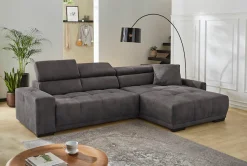 Jockenhöfer Gruppe Ecksofa »Le Mans L-Form, B: 320 cm, mit 30 cm elektr. Sitztiefenverstellung« Kopfteilverstellung, induktive Ladestation, USB-Anschluss & Zierkissen
