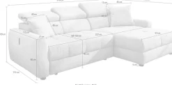Jockenhöfer Gruppe Ecksofa »Move, L-Form, B: 270cm, mit 60 cm elektrischer Sitztiefenverstellung« 140kg Belastbarkeit je Sitz, Kopfteilverstellung & USB-Anschluss