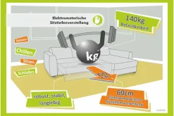 Jockenhöfer Gruppe Ecksofa »Move, L-Form, B: 270cm, mit 60 cm elektrischer Sitztiefenverstellung« 140kg Belastbarkeit je Sitz, Kopfteilverstellung & USB-Anschluss