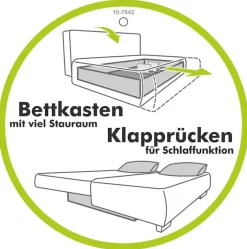 Jockenhöfer Gruppe Ecksofa »Orlando L-Form, B: 257 cm« mit Schlaffunktion, Bettkasten, Zierkissen & Kopfstützen