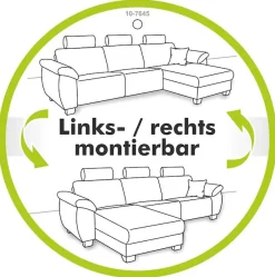 Jockenhöfer Gruppe Ecksofa »Orlando L-Form, B: 257 cm« mit Schlaffunktion, Bettkasten, Zierkissen & Kopfstützen