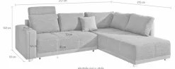 Jockenhöfer Gruppe Ecksofa »Orlando L-Form, B: 257 cm« mit Schlaffunktion, Bettkasten, Zierkissen & Kopfstützen