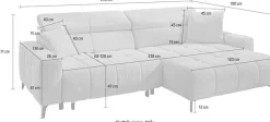 Jockenhöfer Gruppe Ecksofa »Racer, L-Form, B: 290cm, mit 60 cm elektrischer Sitztiefenverstellung« 140kg Belastbarkeit je Sitz, verstellbaren Kopfstützen, USB-Ports