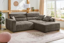 Jockenhöfer Gruppe Ecksofa »Severino L-Form, B: 283 cm, in Cord« mit Kopfteilverstellung & Zierkissen, im Big-Sofa-Style