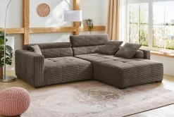 Jockenhöfer Gruppe Ecksofa »Severino L-Form, B: 283 cm, in Cord« mit Kopfteilverstellung & Zierkissen, im Big-Sofa-Style