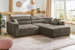 Jockenhöfer Gruppe Ecksofa »Severino L-Form, B: 283 cm, in Cord« mit Kopfteilverstellung & Zierkissen, im Big-Sofa-Style
