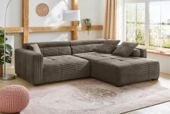 Jockenhöfer Gruppe Ecksofa »Severino L-Form, B: 283 cm, in Cord« mit Kopfteilverstellung & Zierkissen, im Big-Sofa-Style