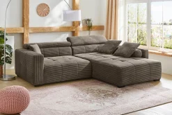 Jockenhöfer Gruppe Ecksofa »Severino L-Form, B: 283 cm, in Cord« mit Kopfteilverstellung & Zierkissen, im Big-Sofa-Style