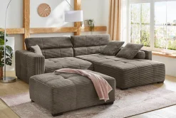 Jockenhöfer Gruppe Ecksofa »Severino L-Form, B: 283 cm, in Cord« mit Kopfteilverstellung & Zierkissen, im Big-Sofa-Style