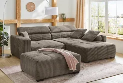 Jockenhöfer Gruppe Ecksofa »Severino L-Form, B: 283 cm, in Cord« mit Kopfteilverstellung & Zierkissen, im Big-Sofa-Style