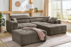 Jockenhöfer Gruppe Ecksofa »Severino L-Form, B: 283 cm, in Cord« mit Kopfteilverstellung & Zierkissen, im Big-Sofa-Style