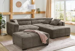 Jockenhöfer Gruppe Ecksofa »Severino L-Form, B: 283 cm, in Cord« mit Kopfteilverstellung & Zierkissen, im Big-Sofa-Style