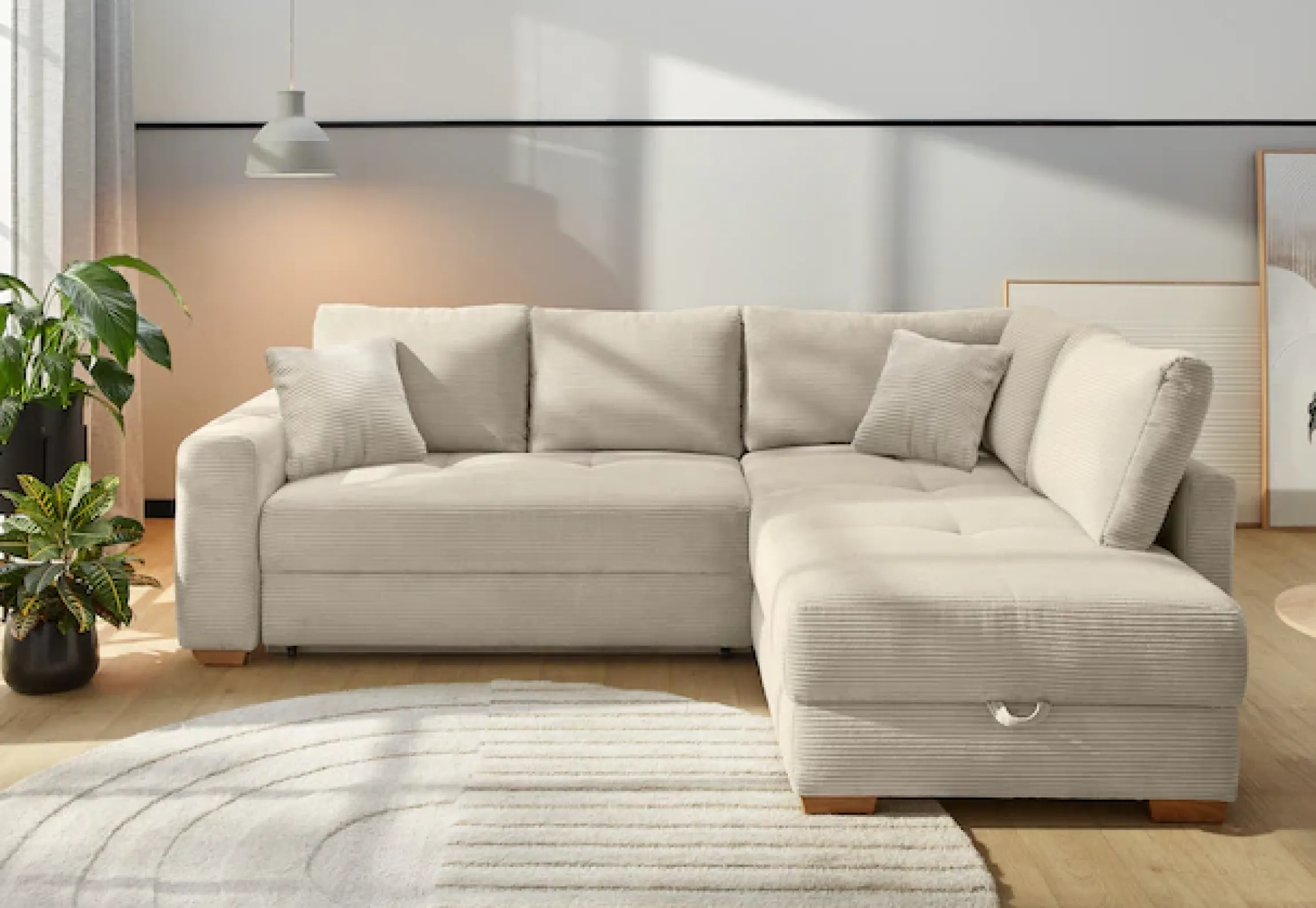 Jockenhöfer Gruppe Ecksofa »Sunset L-Form, B: 257 cm, Liegefl. 160x223 cm Dauerschlafsofa« Tonnentaschen-Federkern, Kaltschaumtopper, Bettkasten & Zierkissen