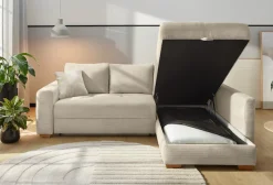 Jockenhöfer Gruppe Ecksofa »Sunset L-Form, B: 257 cm, Liegefl. 160x223 cm Dauerschlafsofa« Tonnentaschen-Federkern, Kaltschaumtopper, Bettkasten & Zierkissen