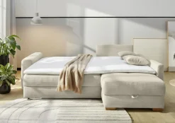 Jockenhöfer Gruppe Ecksofa »Sunset L-Form, B: 257 cm, Liegefl. 160x223 cm Dauerschlafsofa« Tonnentaschen-Federkern, Kaltschaumtopper, Bettkasten & Zierkissen