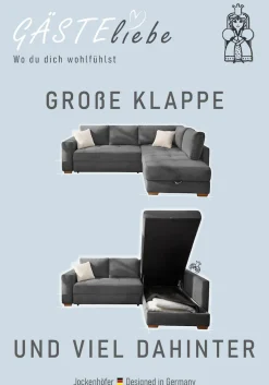 Jockenhöfer Gruppe Ecksofa »Sunset L-Form, B: 257 cm, Liegefl. 160x223 cm Dauerschlafsofa« Tonnentaschen-Federkern, Kaltschaumtopper, Bettkasten & Zierkissen