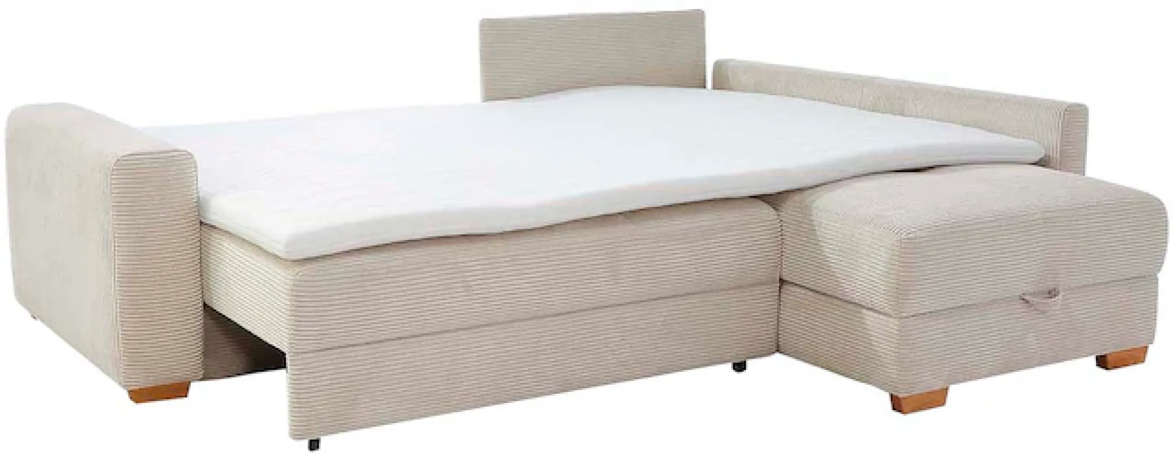 Jockenhöfer Gruppe Ecksofa »Sunset L-Form, B: 257 cm, Liegefl. 160x223 cm Dauerschlafsofa« Tonnentaschen-Federkern, Kaltschaumtopper, Bettkasten & Zierkissen